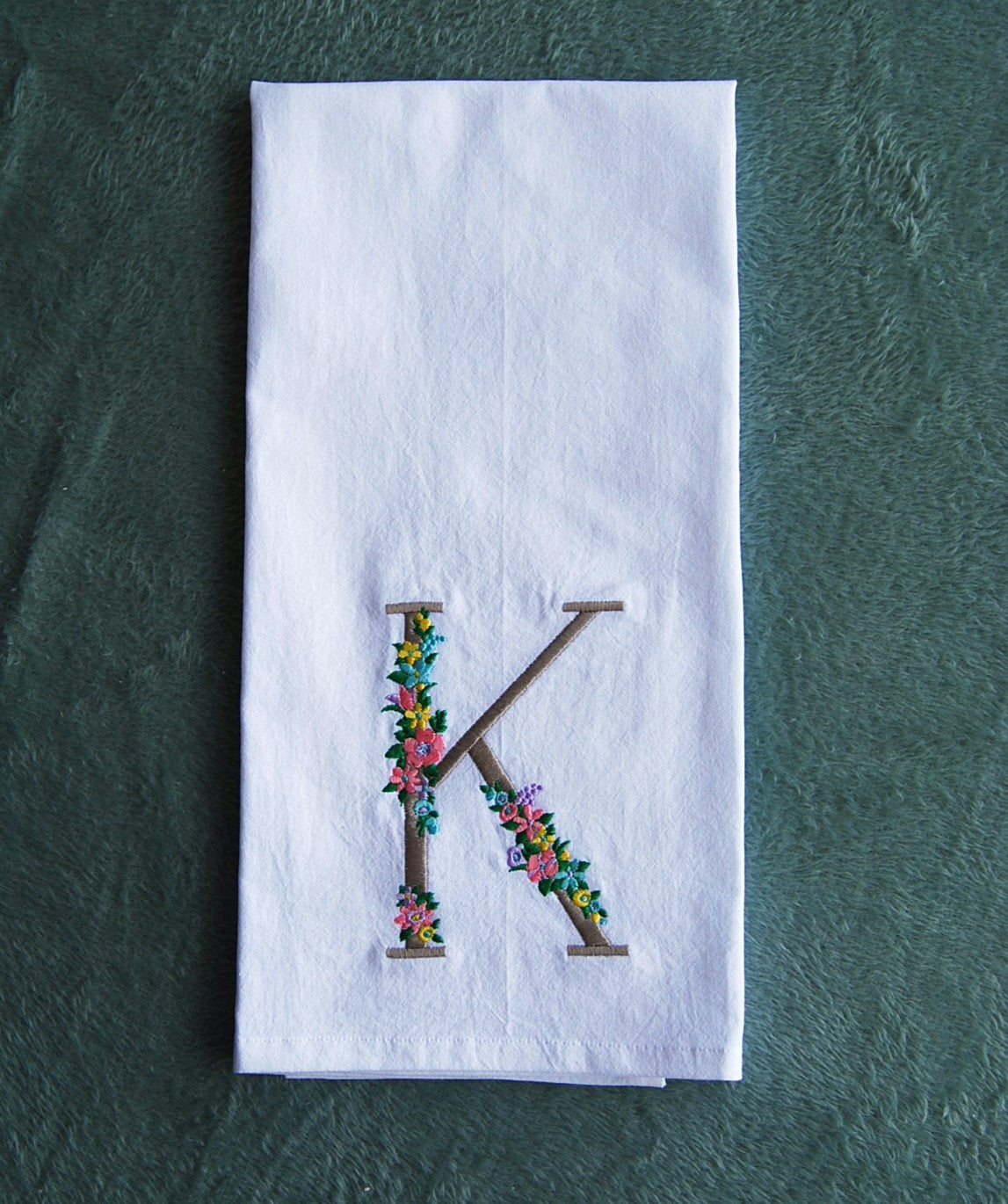 Spring Floral Initial Tea Towel