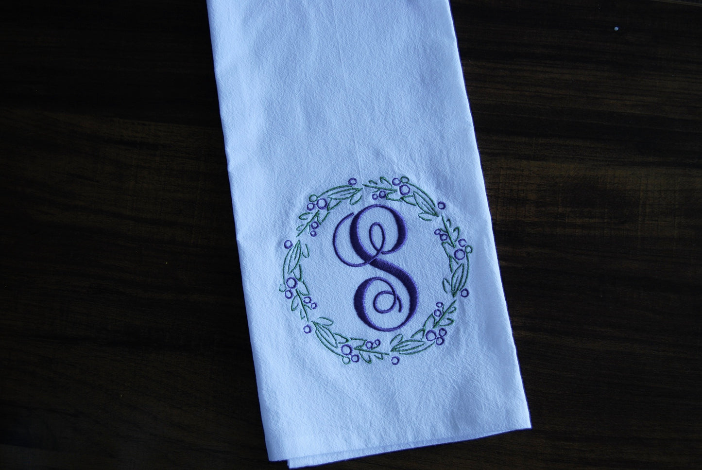 Blueberry Monogram Tea Towel